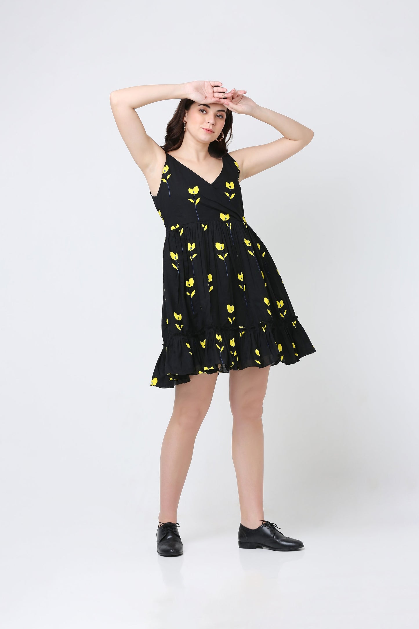Black Floral Short Dress