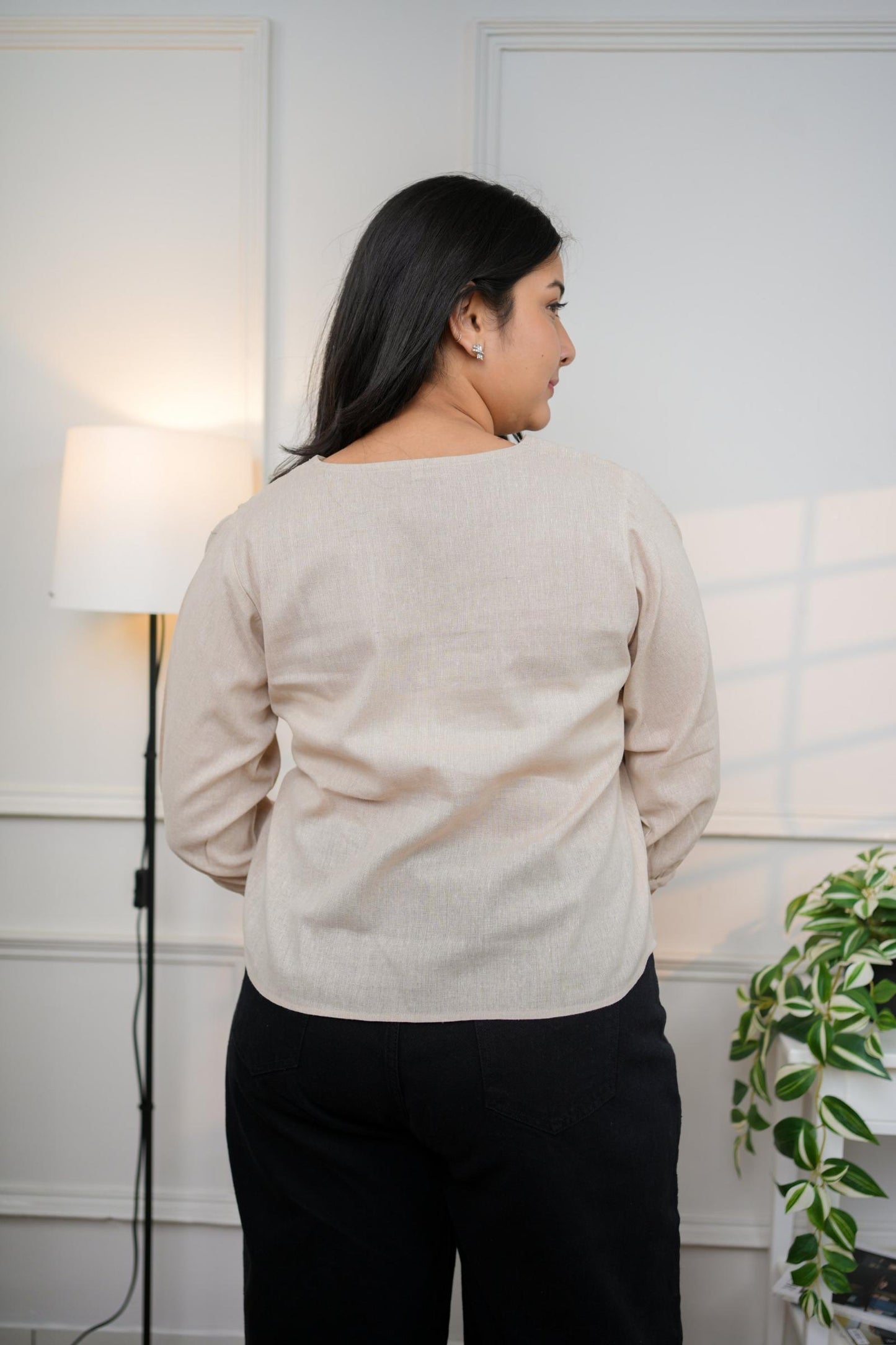 Classic Grey V-Neck Cotton Top