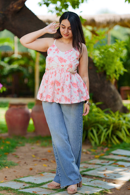 Blooming Rose Peplum Top