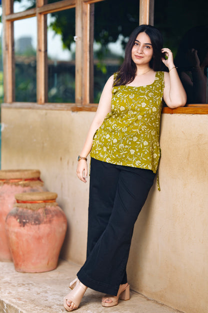 Olive Sleevless Top