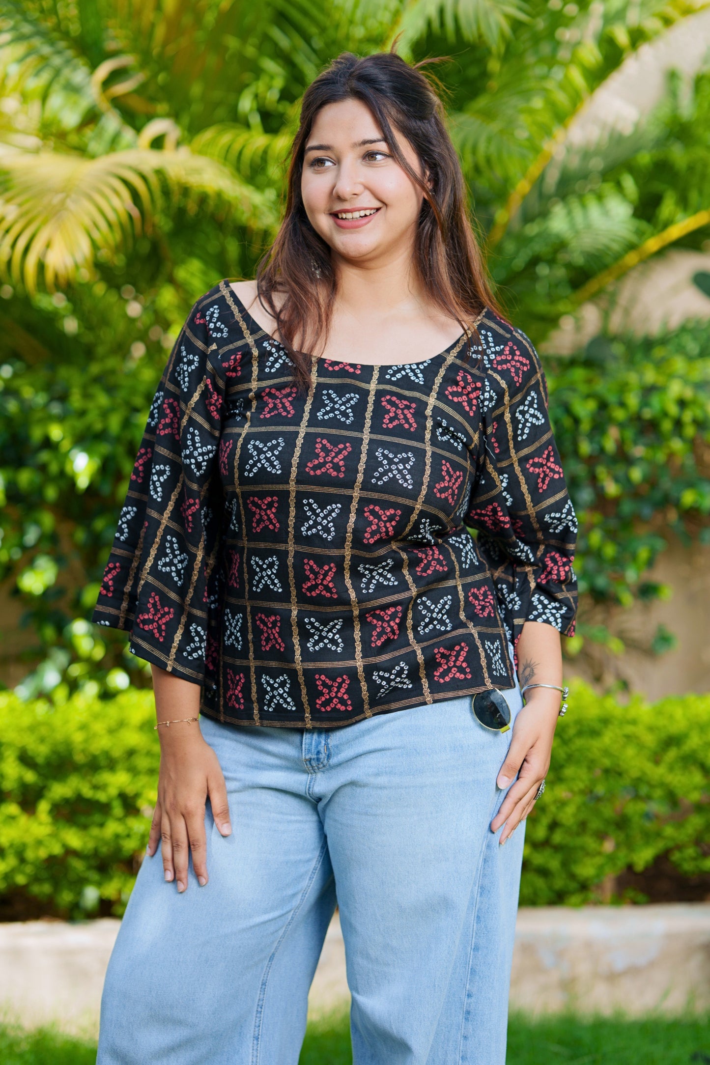 Bandhani Grid Corset Top