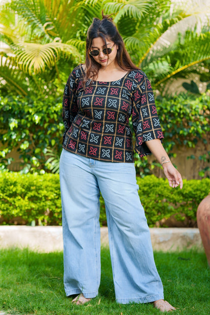 Bandhani Grid Corset Top