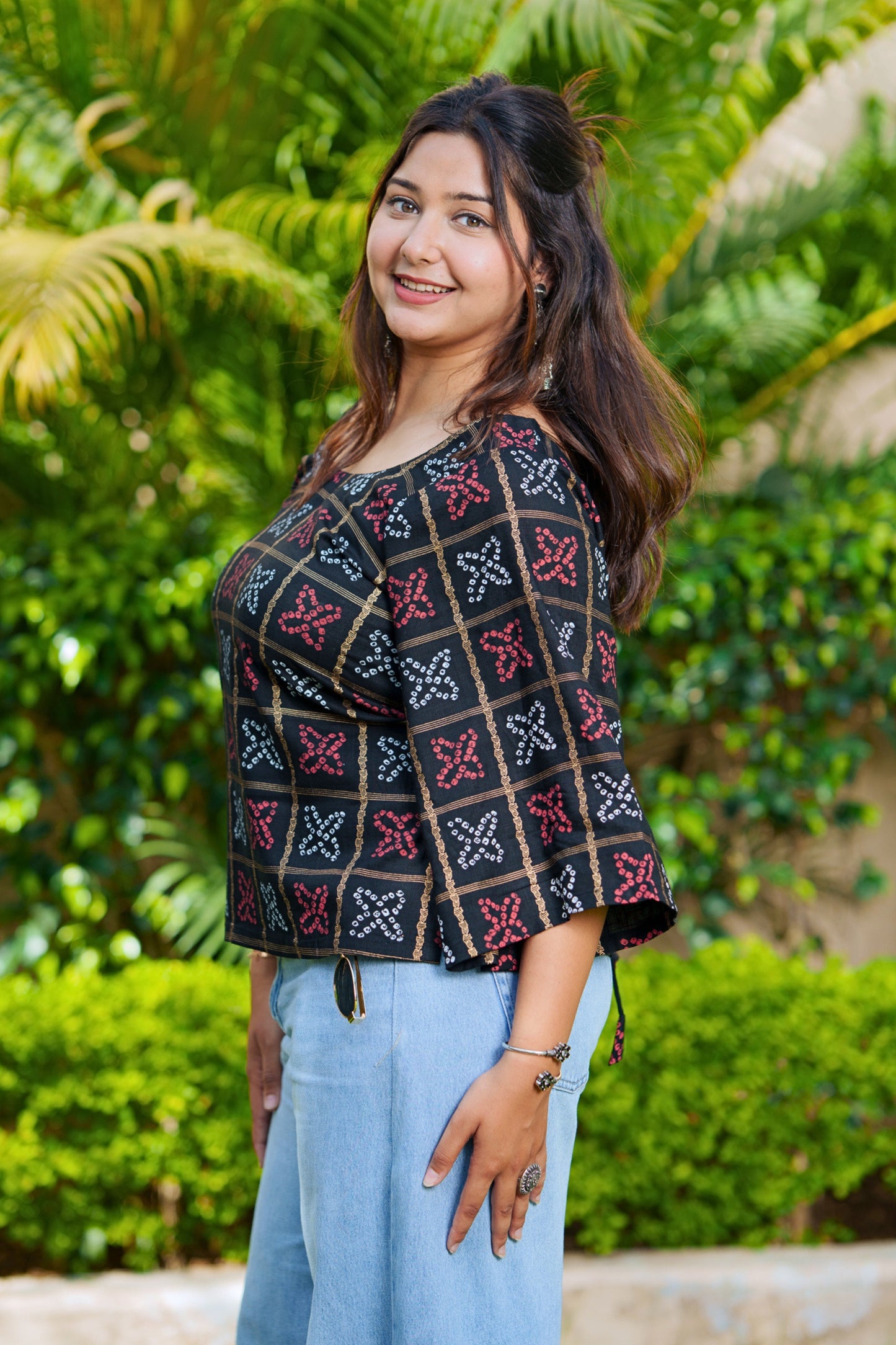 Bandhani Grid Corset Top