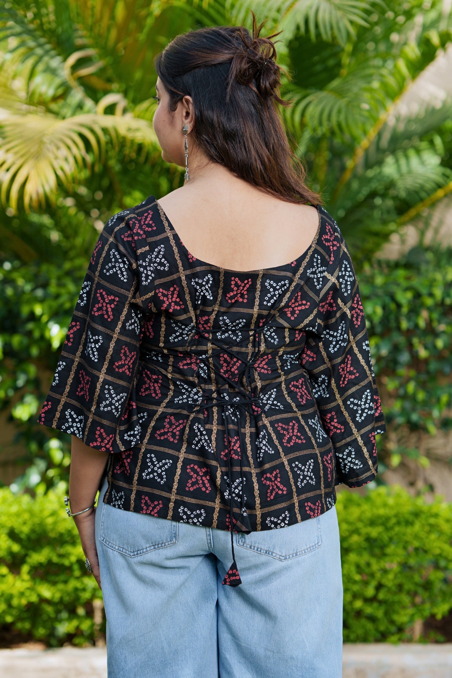 Bandhani Grid Corset Top