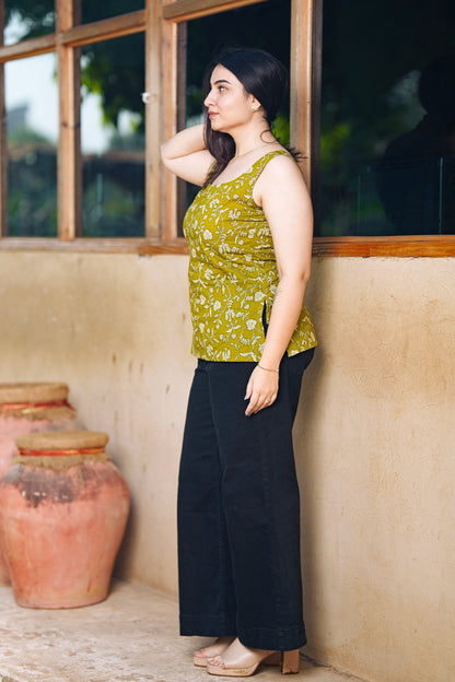 Olive Sleevless Top