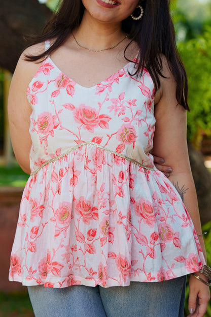 Blooming Rose Peplum Top