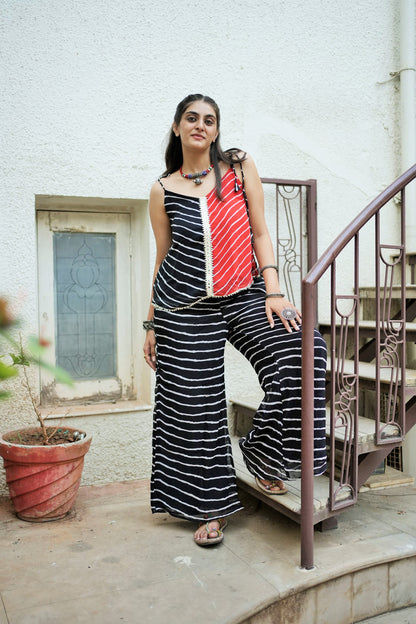 Red Black Leheriya Tunic