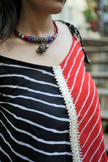 Red Black Leheriya Tunic