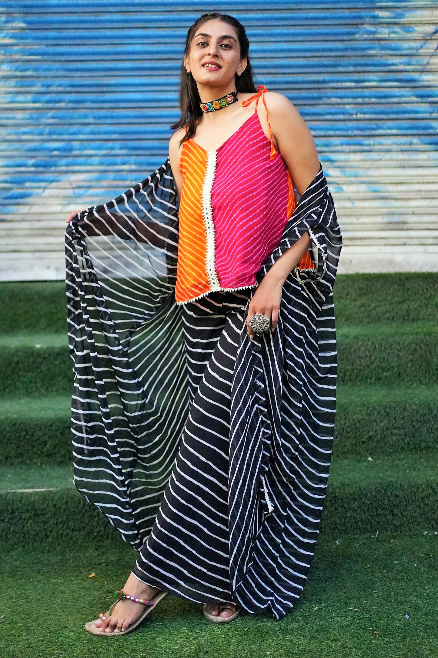 Pink Purple Leheriya Tunic