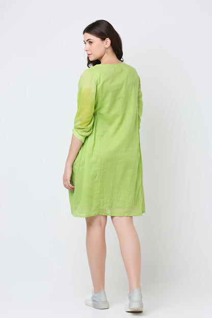 Lemongrass Green Mulmul Cotton Dress