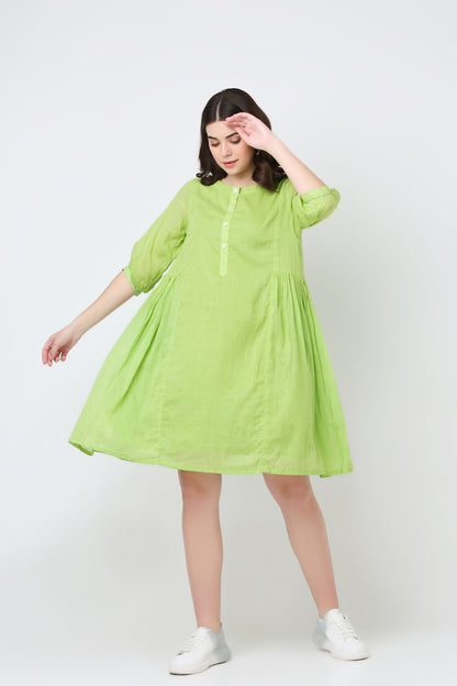 Lemongrass Green Mulmul Cotton Dress