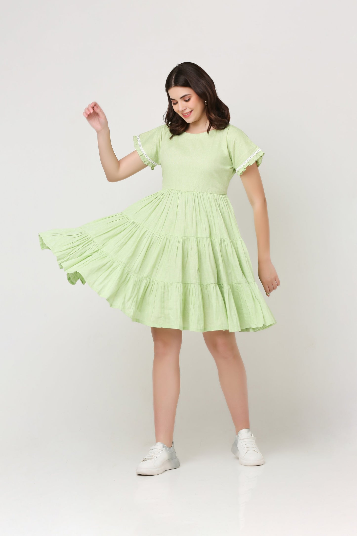 Green Tier Handloom Dress
