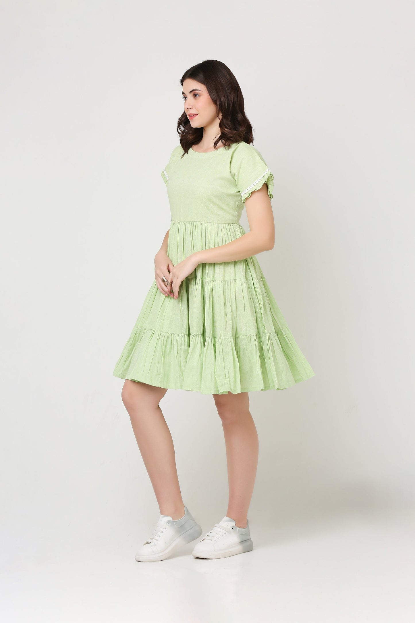 Green Tier Handloom Dress