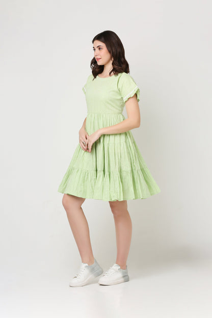 Green Tier Handloom Dress