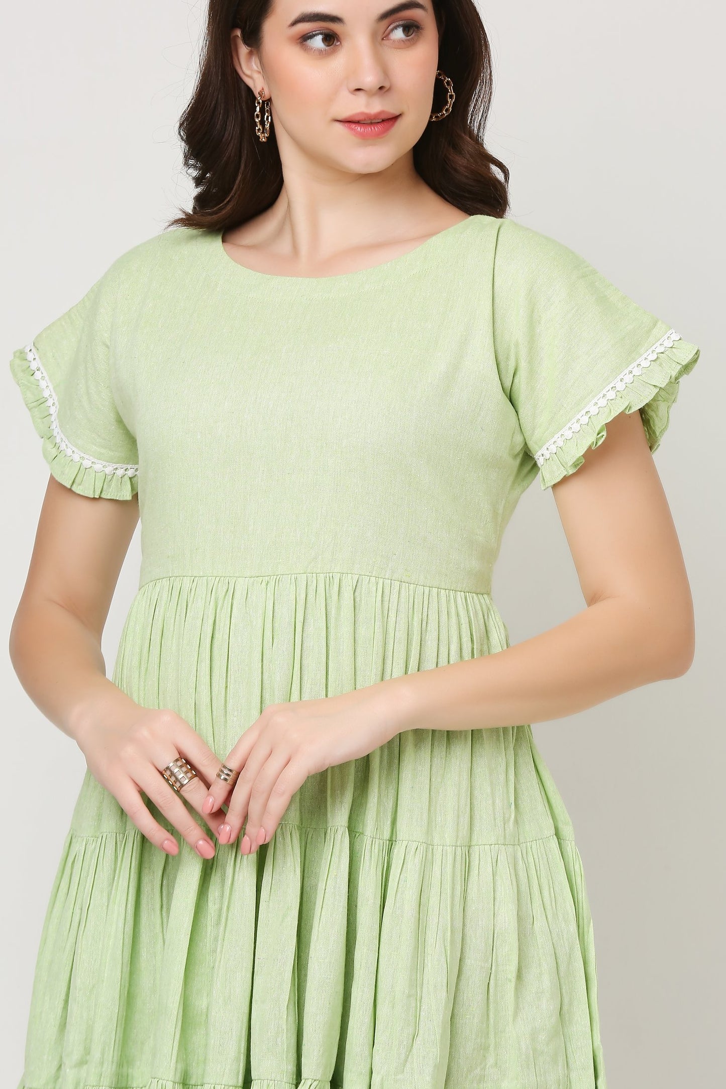 Green Tier Handloom Dress
