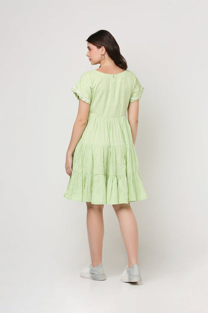 Green Tier Handloom Dress
