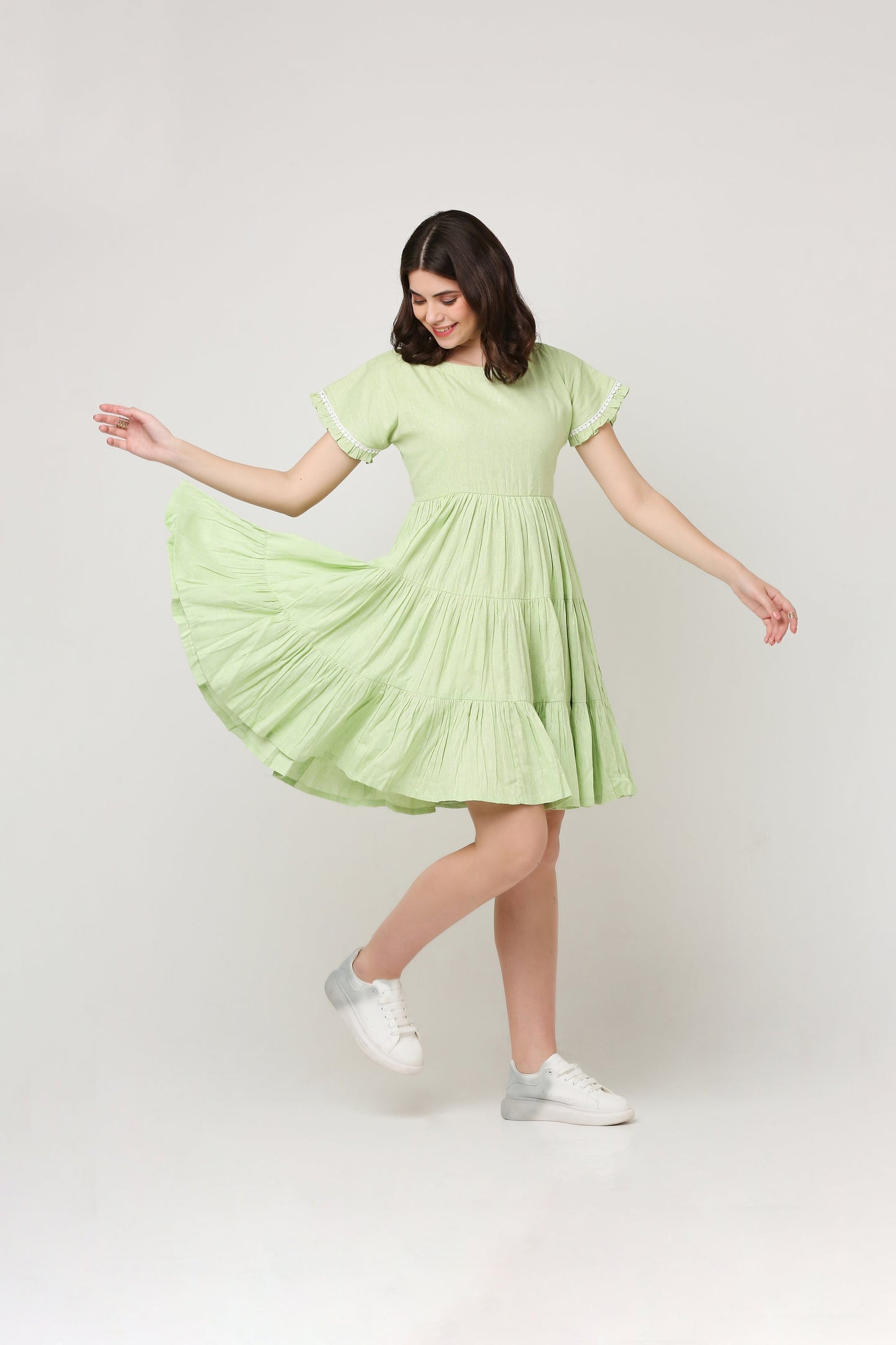 Green Tier Handloom Dress