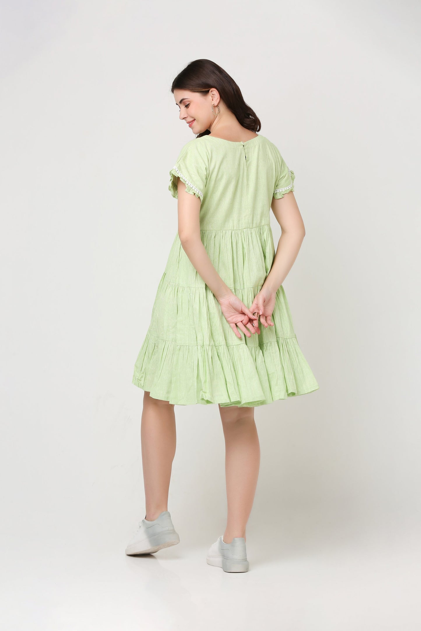 Green Tier Handloom Dress