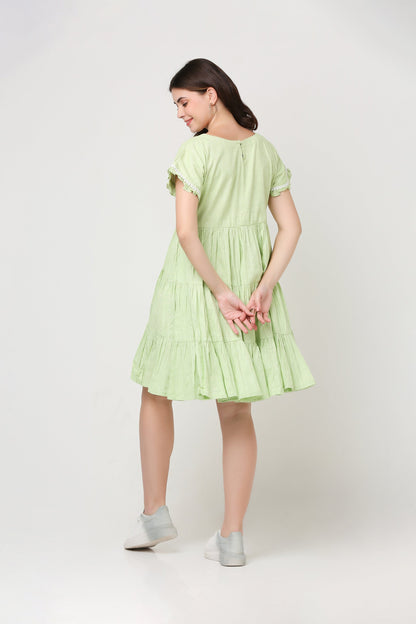 Green Tier Handloom Dress