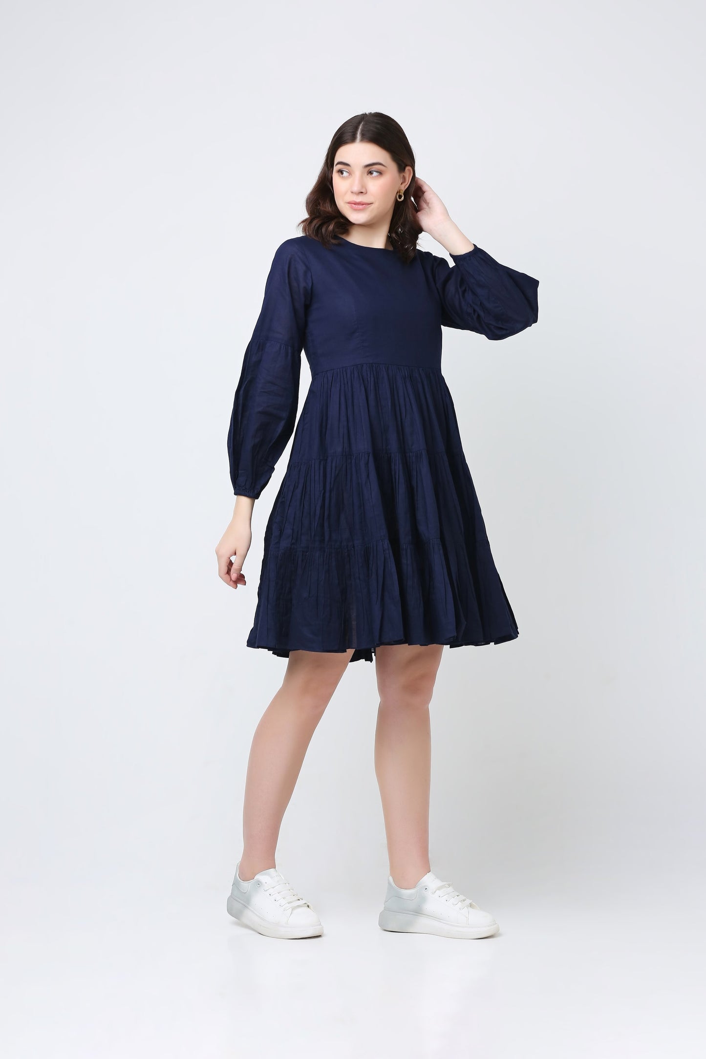 Blue Casa Cotton Ruffle Dress