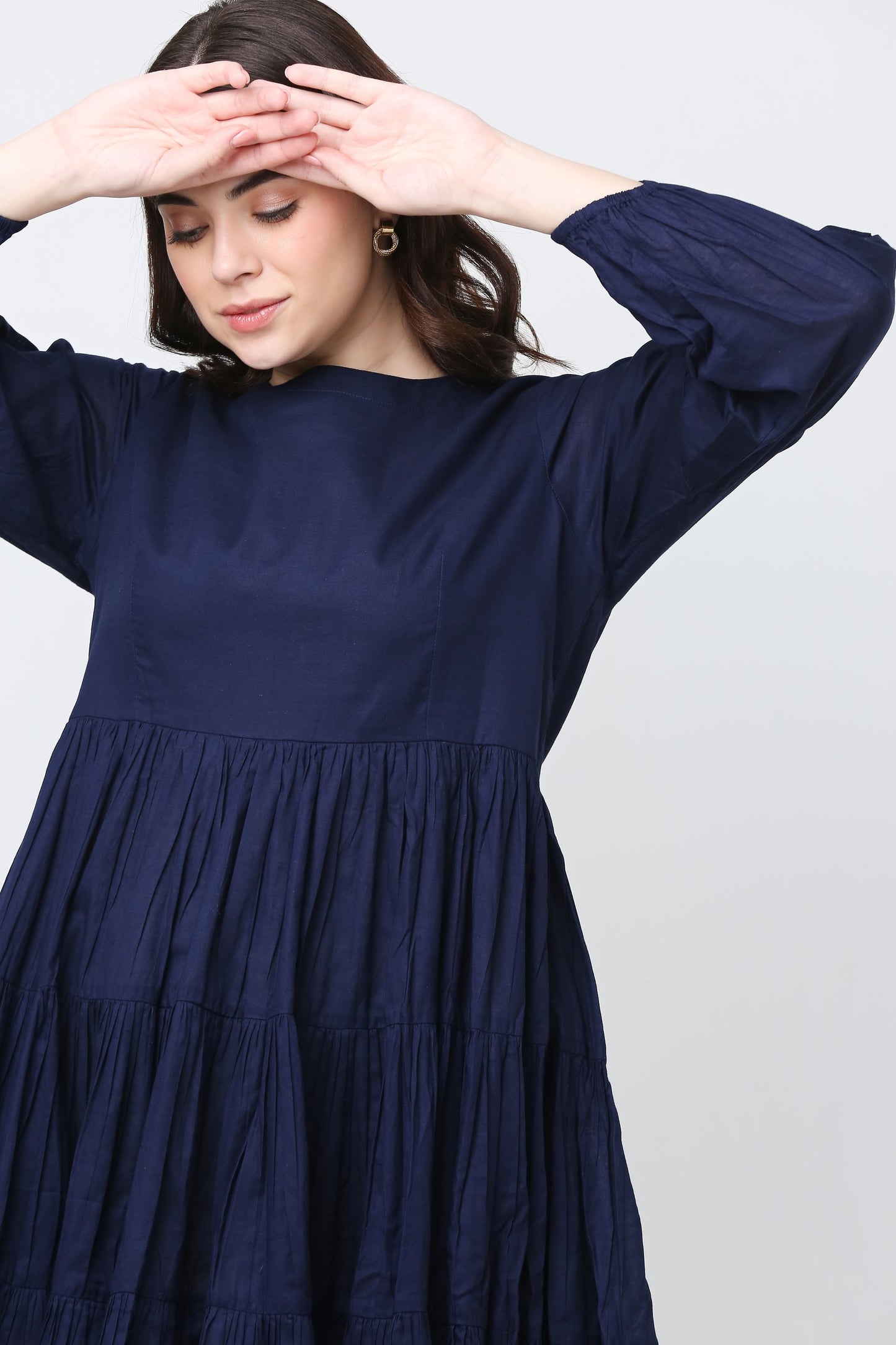 Blue Casa Cotton Ruffle Dress