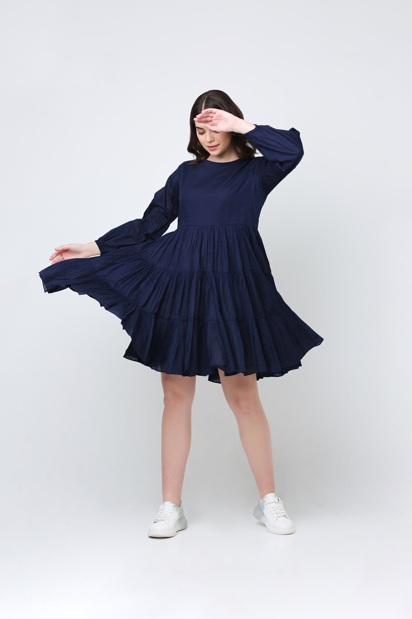 Blue Casa Cotton Ruffle Dress