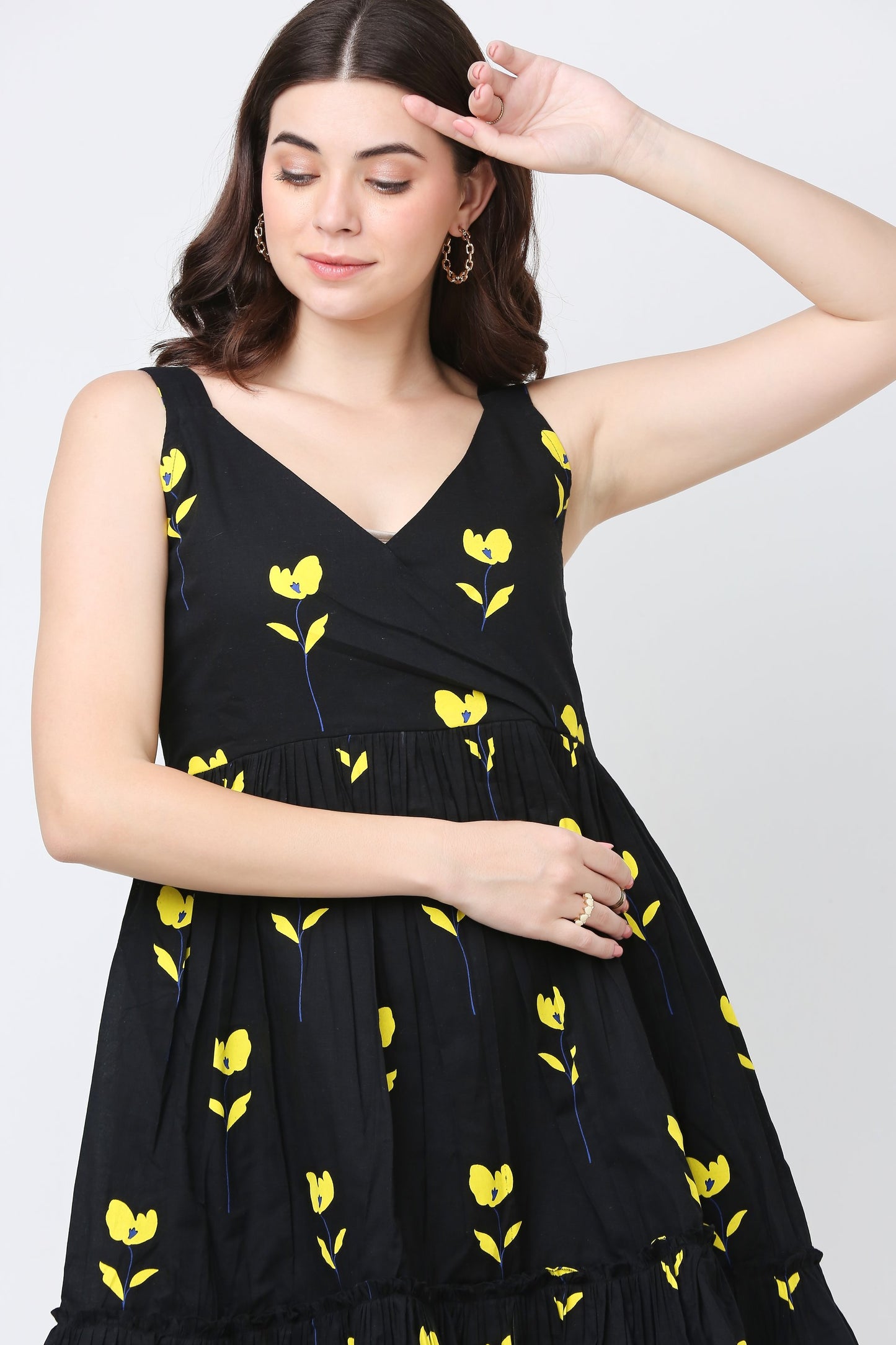 Black Floral Short Dress