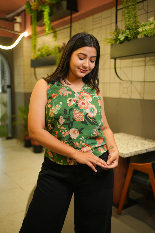 Green Lily Sleeveless Top