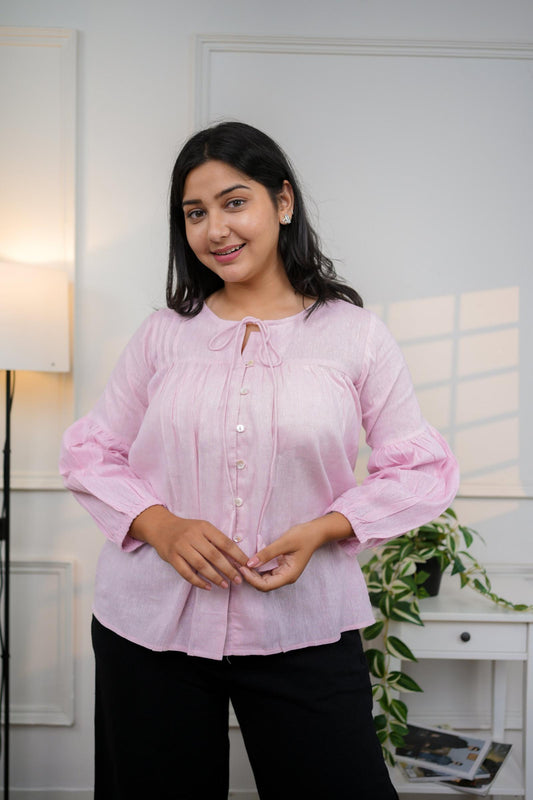 Baby Pink Cotton Shirt Top