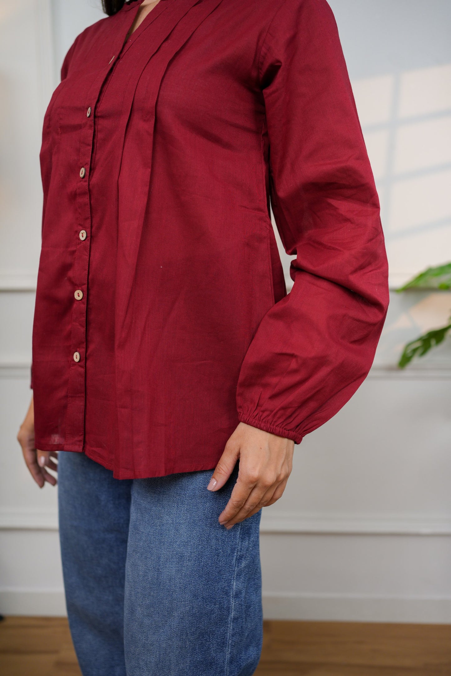 Classic Maroon V-Neck Top