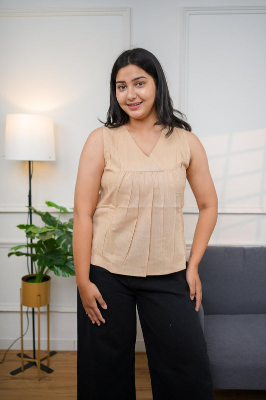 Mocha Sleeveless Cotton Top