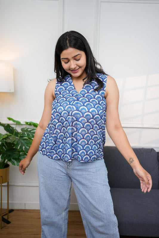 Indigo Blue Sleeveless Top