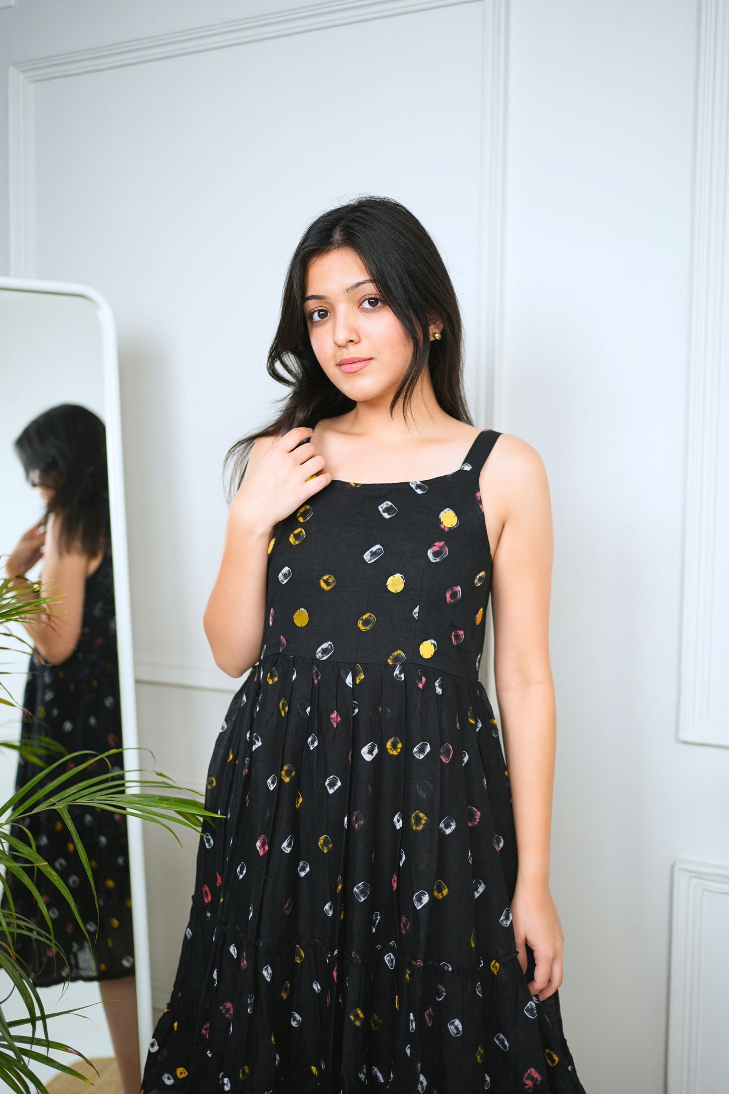 Black Bandhani Cotton Dress