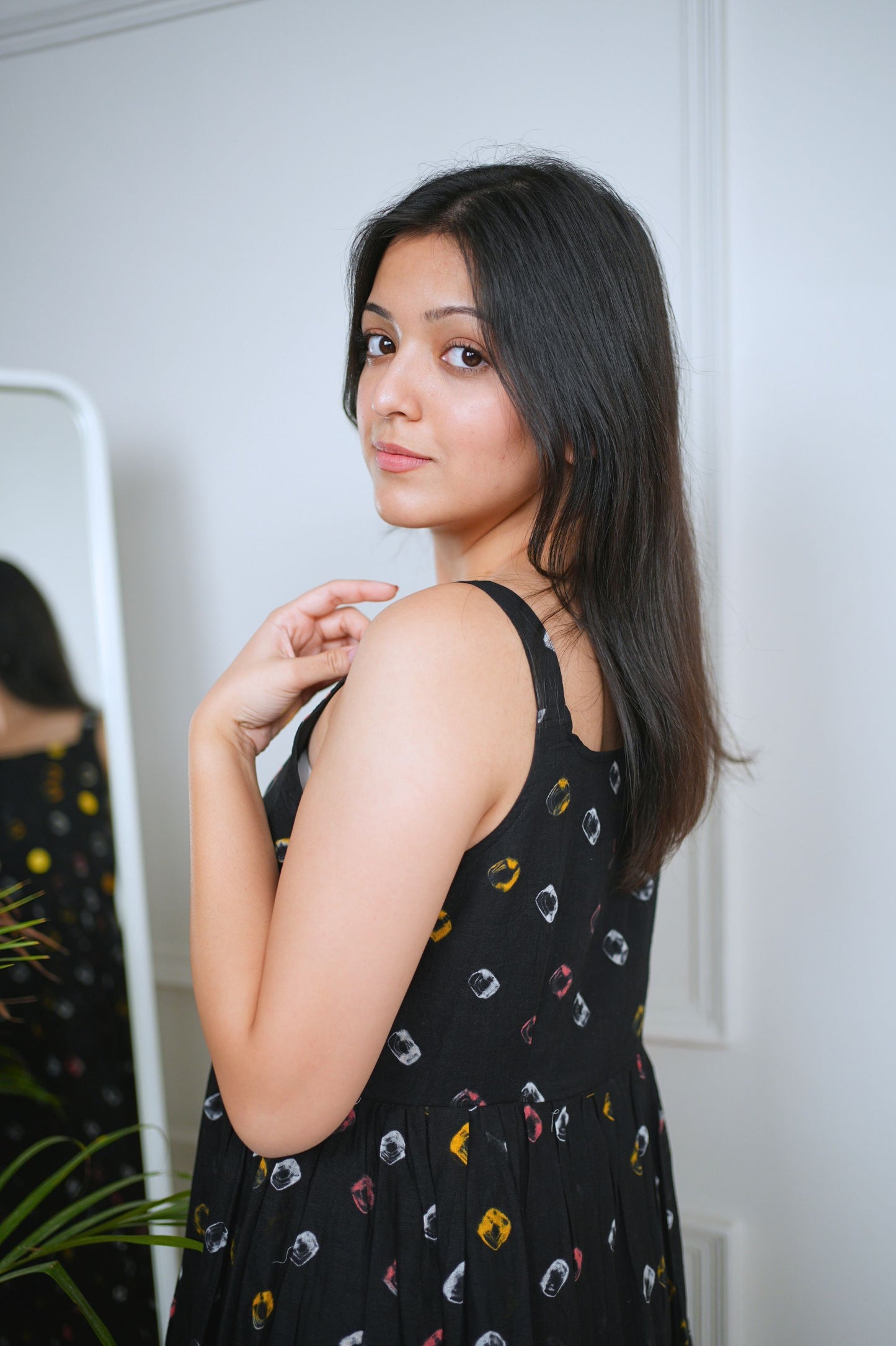 Black Bandhani Cotton Dress