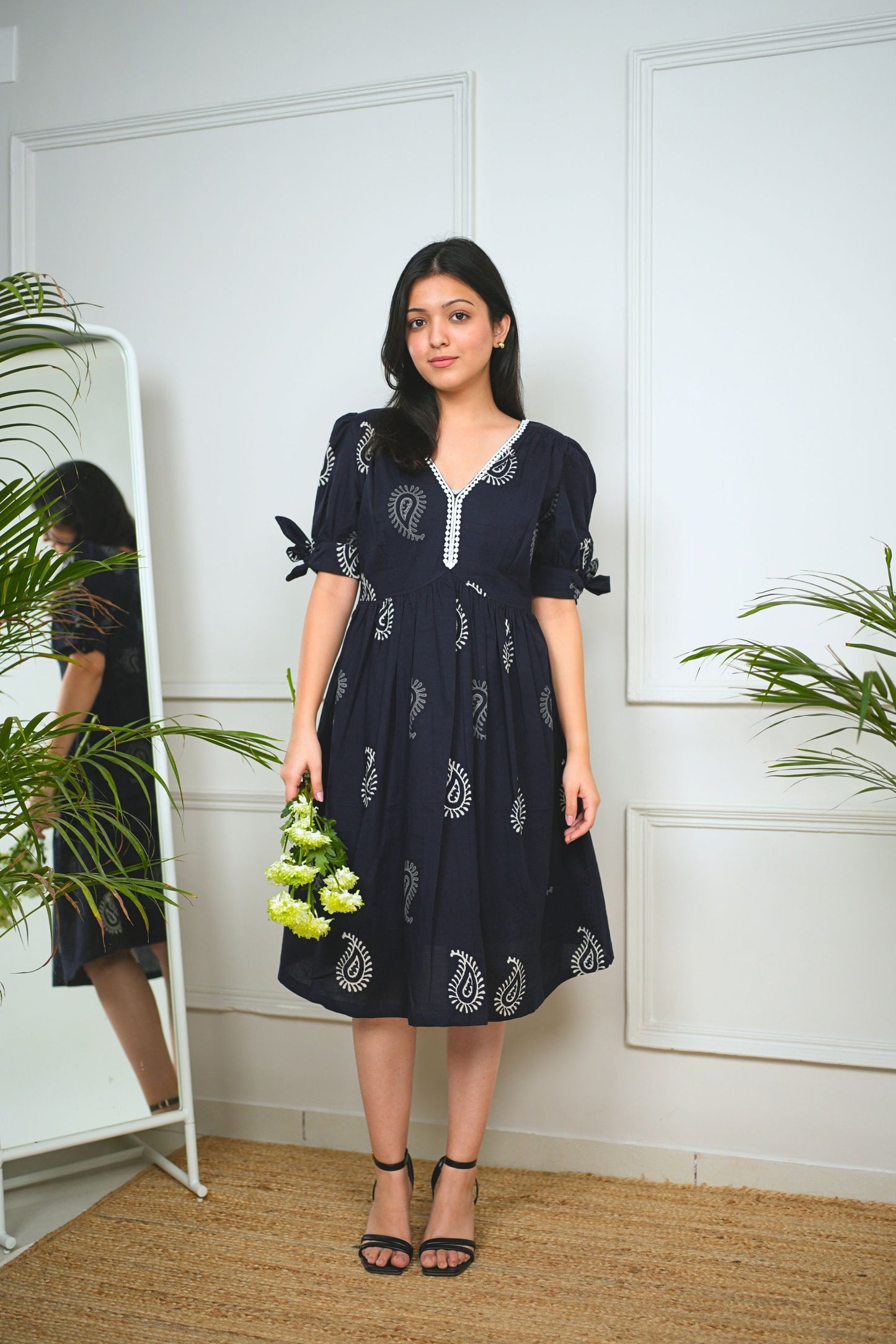 Black Peacock Cotton Dress