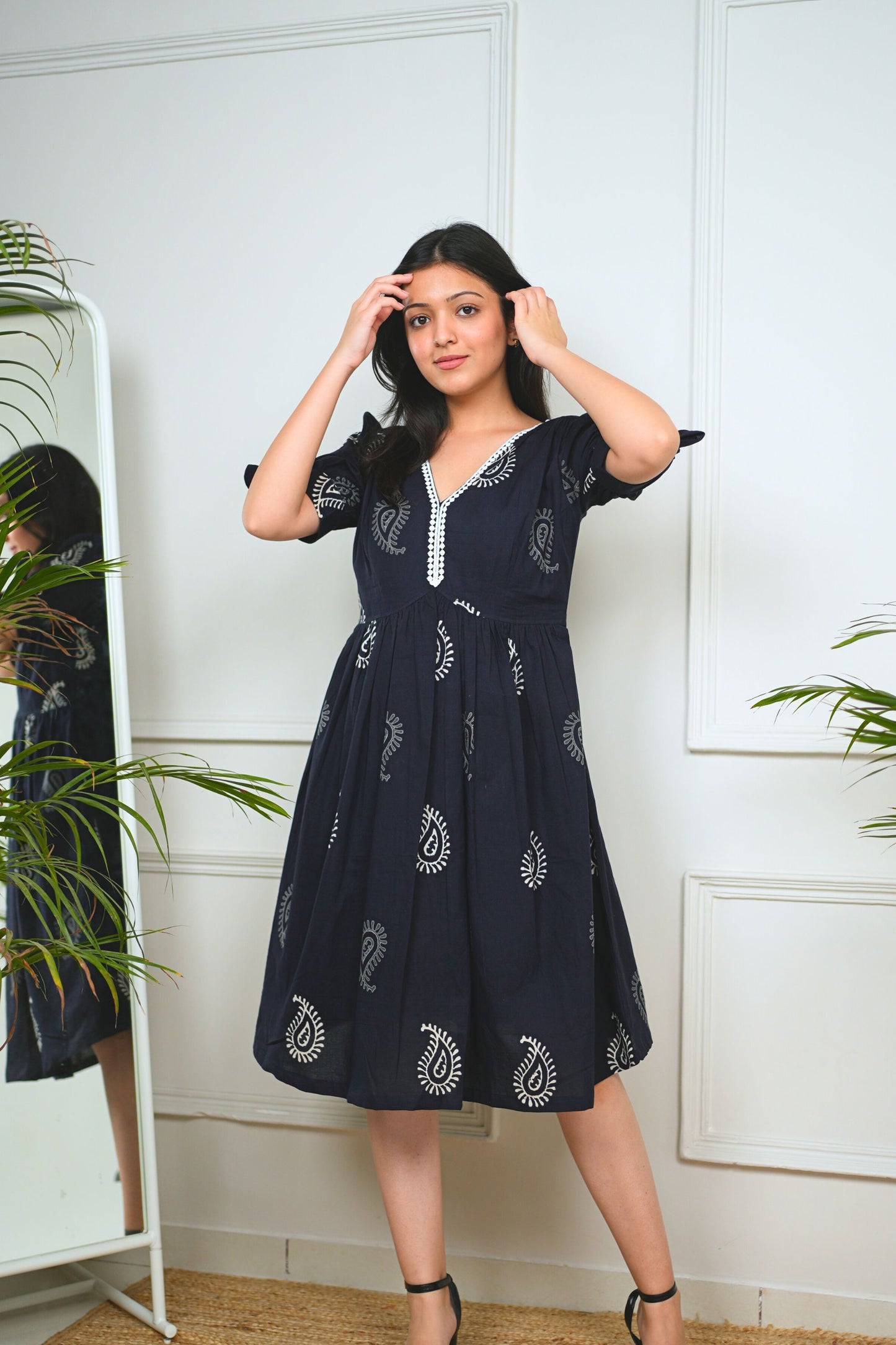 Black Peacock Cotton Dress