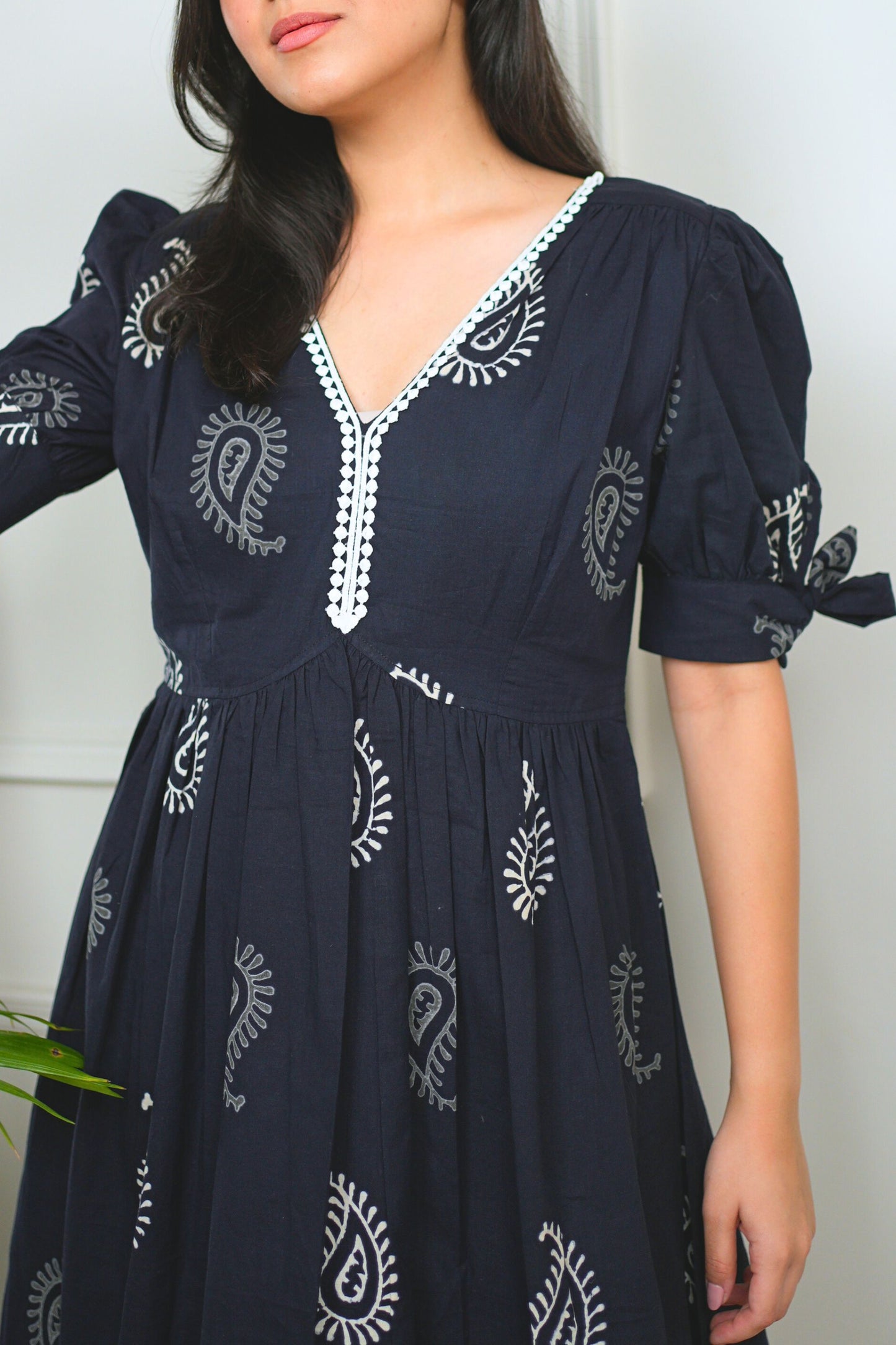 Black Peacock Cotton Dress