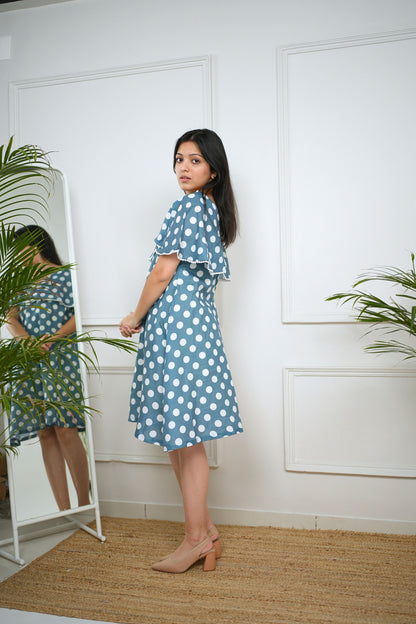 Blue Polka Cotton Dress