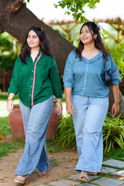 Stone Blue Frill Shirt