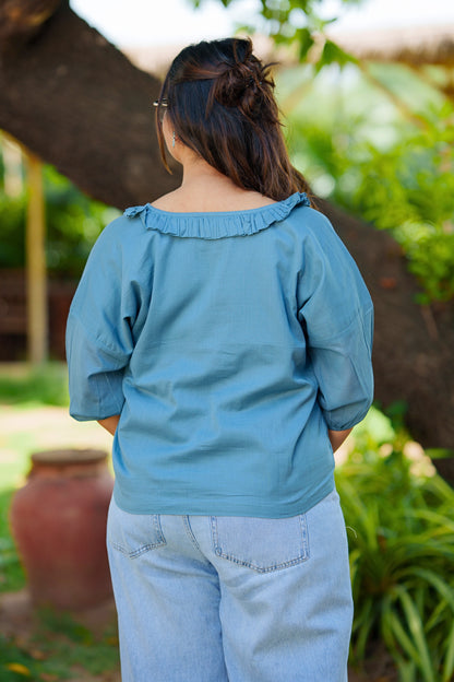 Stone Blue Frill Shirt