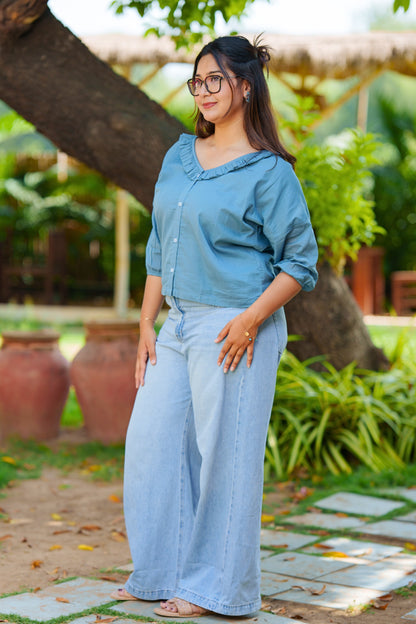 Stone Blue Frill Shirt