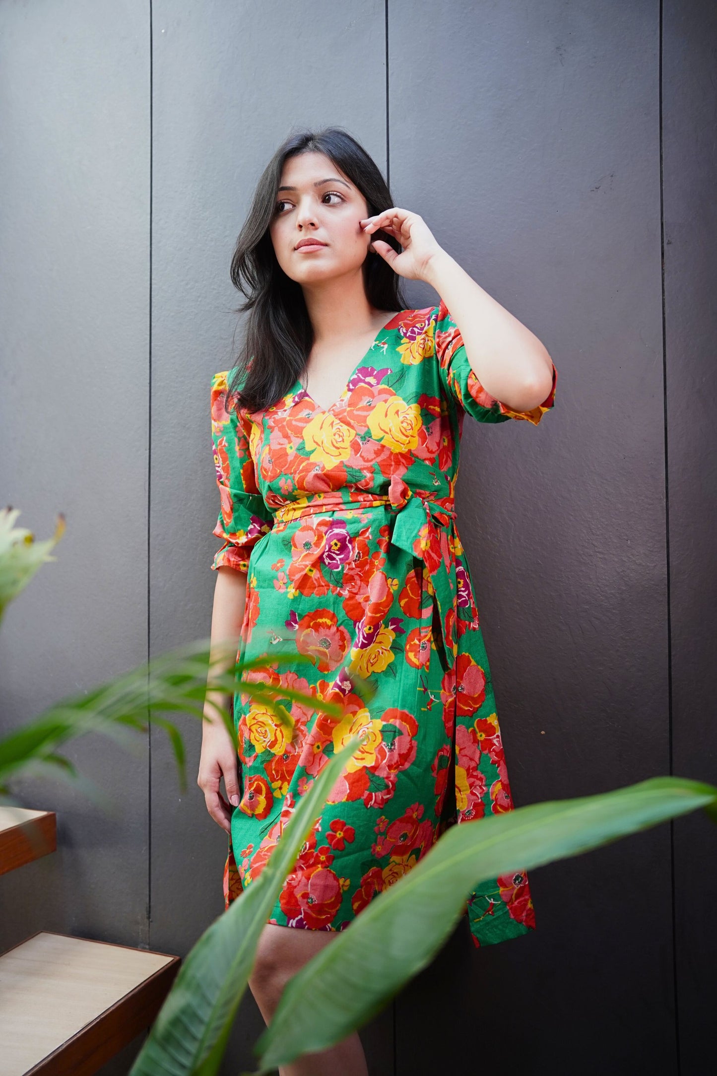 Green Floral Cotton Dress
