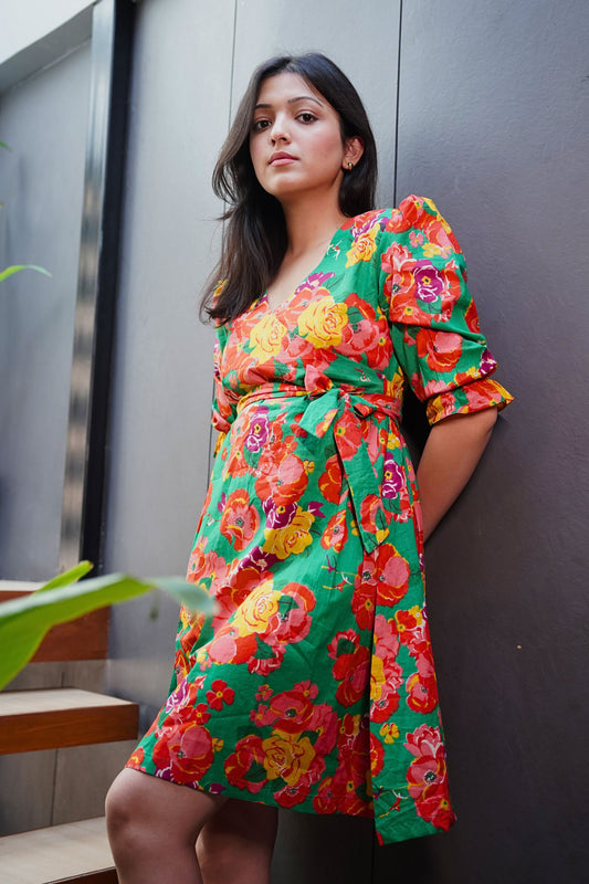Green Floral Cotton Dress