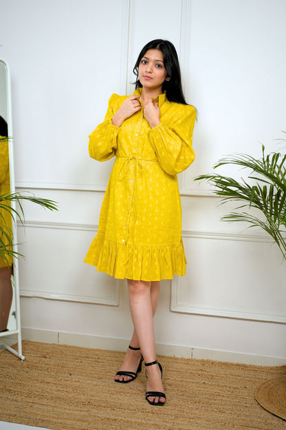 Mustard Shirt Cotton Dress