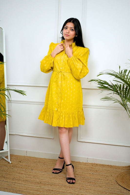 Mustard Shirt Cotton Dress