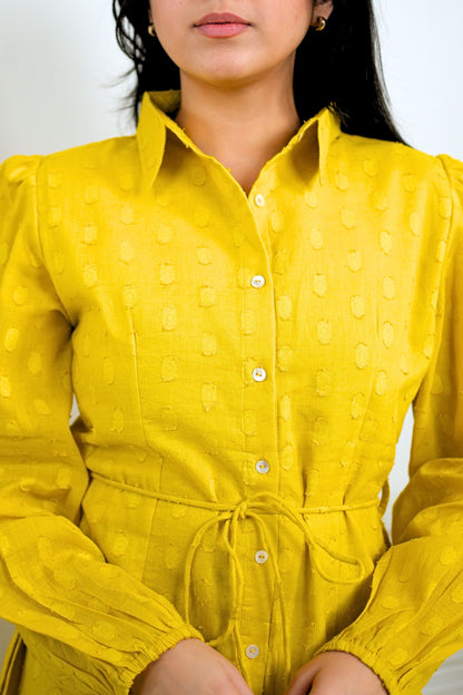 Mustard Shirt Cotton Dress