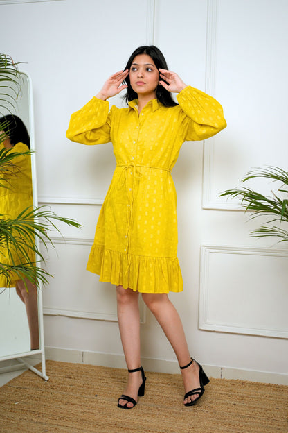 Mustard Shirt Cotton Dress